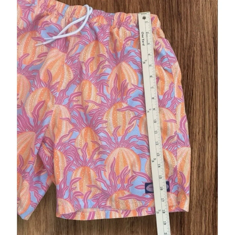 Vineyard Vines‎ Swim Shorts Mens L Sea Urchin Chappy Orange Pink Floral Trunks